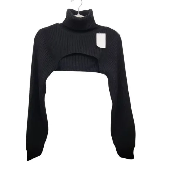 H&M Sweaters Hm Black Turtleneck Ribbed Popover Shrug Long